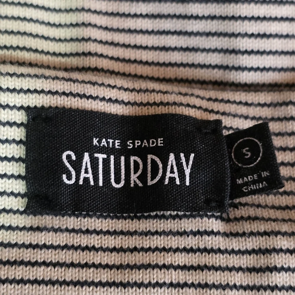Kate Spade Saturday Striped Cotton Midi Dress Ivory Black Size S Knit